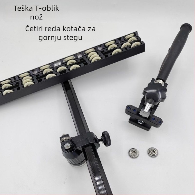 Teški rezač pločica: visoka preciznost rezanja kamena ploča, T-oblik potisni nož, kotači u 3–4 reda, nož za staklo