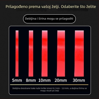 Qihan prozirna akril dvostruka ljepljiva traka, 1,5 mm debela, traka za zatvaranje rubova stakla, crveni film za otpuštanje, snažna adhezija