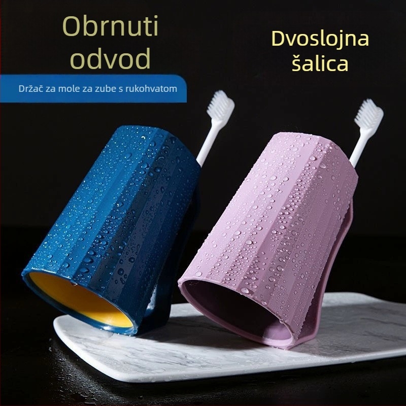 Plastična čaša s držačem za četkanje zuba i ispiranje usta, mogućnost tiskanja logotipa
