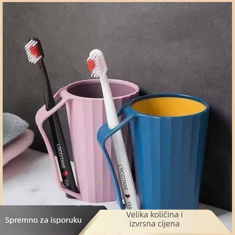 Plastična čaša s držačem za četkanje zuba i ispiranje usta, mogućnost tiskanja logotipa