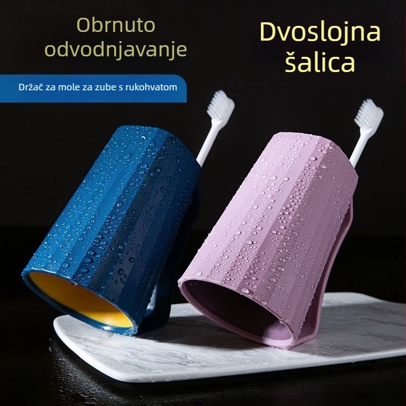Plastična čaša s držačem za četkanje zuba i ispiranje usta, mogućnost tiskanja logotipa