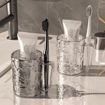 Plastična čašica za pranje zuba i ispiranje s uzorkom vodnih valova i ledenog uzorka, prozirna, model 18