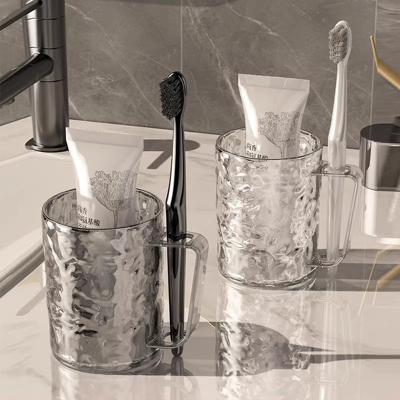 Plastična čašica za pranje zuba i ispiranje s uzorkom vodnih valova i ledenog uzorka, prozirna, model 18