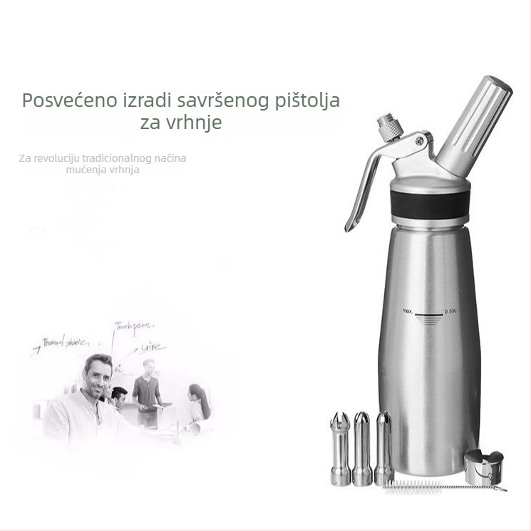 500 ml aluminijski pištolj za ukrašavanje kreme sa silikonskom mlaznicom, alat za pjenjenje i ukrašavanje, kućna i profesionalna upotreba