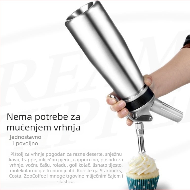 500 ml aluminijski pištolj za ukrašavanje kreme sa silikonskom mlaznicom, alat za pjenjenje i ukrašavanje, kućna i profesionalna upotreba