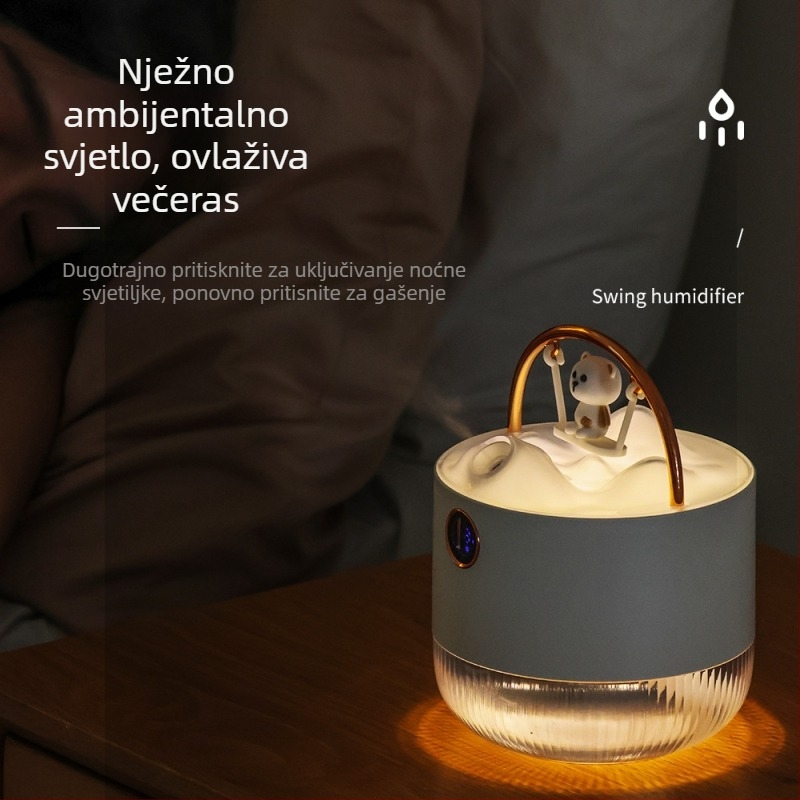 Mini USB stolni ovlaživač zraka s noćnim svjetlom, tih rad, spremnik 0.5–1 L, 2–8 sati tajmera