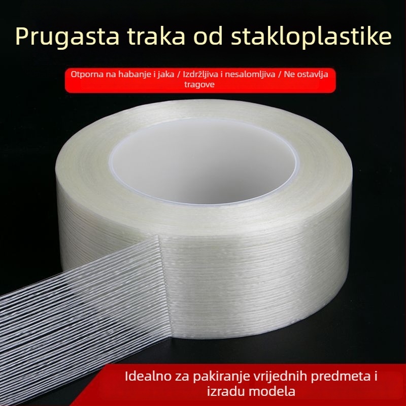 Mrežasta vlaknasta traka za kalupe i električne uređaje — jednostrano prugasta vlaknasta traka s topljivim ljepilom, širina 5–100 mm, duljina 25–50 m, debljina 0.1 mm