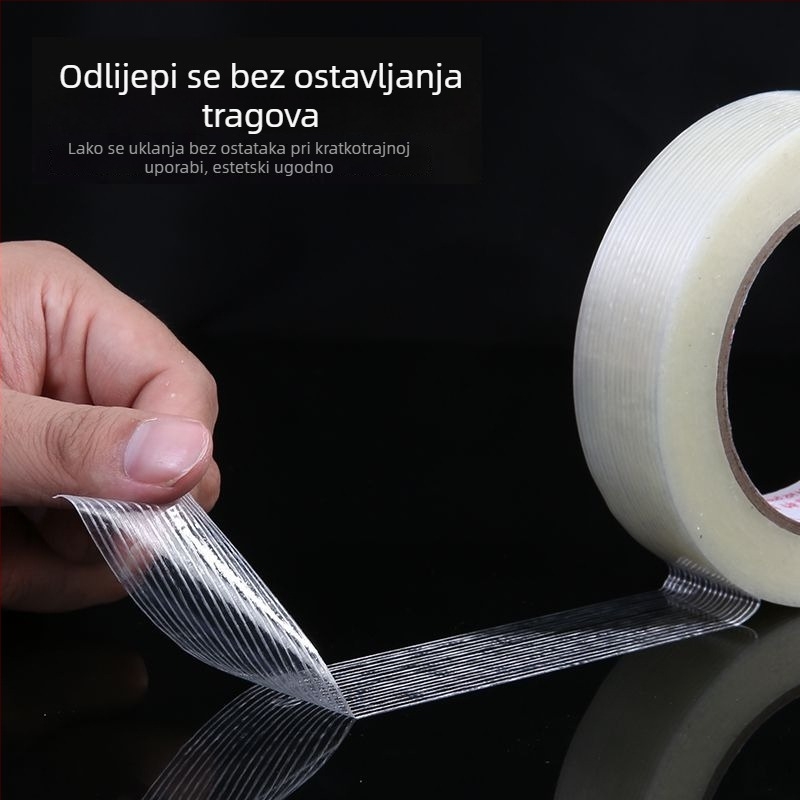 Mrežasta vlaknasta traka za kalupe i električne uređaje — jednostrano prugasta vlaknasta traka s topljivim ljepilom, širina 5–100 mm, duljina 25–50 m, debljina 0.1 mm