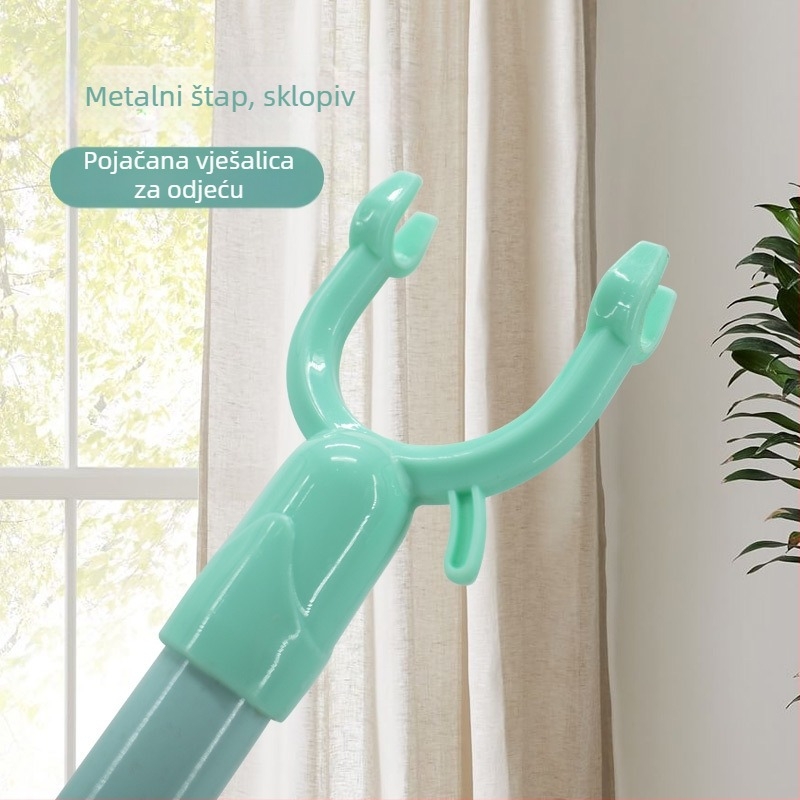 Metalni teleskopski štap za sušenje rublja, za balkon; moderan minimalistički stil; plastično-metalni spoj; predstavljen ljeto 2017
