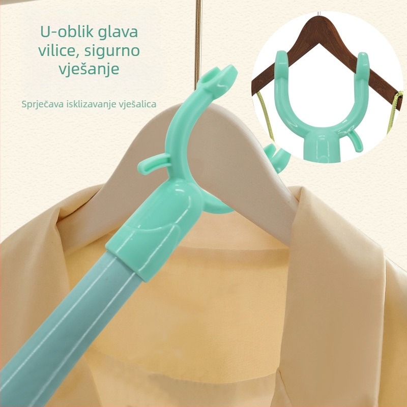 Metalni teleskopski štap za sušenje rublja, za balkon; moderan minimalistički stil; plastično-metalni spoj; predstavljen ljeto 2017