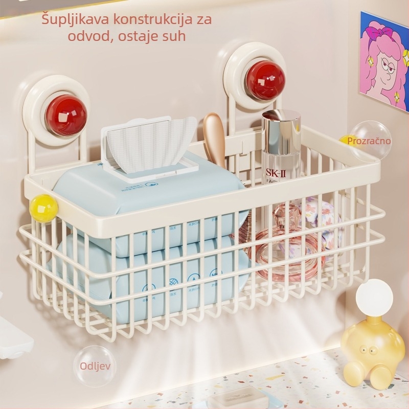 Kupaonski zidni skladišni stalak s jednim slojem, bez bušenja, nosivost ispod 1 kg, završna obrada lakom