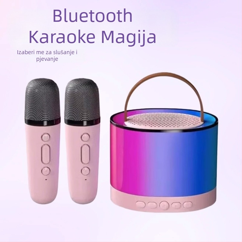 K52 bežični karaoke zvučnik s ugrađenim mikrofonom – Bluetooth 5.3, 2 zvučnika, 10W izlaz, frekvencijski raspon 100 Hz–20 kHz, ugrađena baterija 2000–4000 mAh