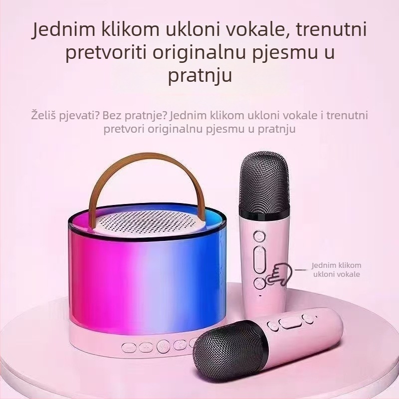 K52 bežični karaoke zvučnik s ugrađenim mikrofonom – Bluetooth 5.3, 2 zvučnika, 10W izlaz, frekvencijski raspon 100 Hz–20 kHz, ugrađena baterija 2000–4000 mAh