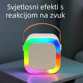 K12 Bežični Bluetooth Karaoke Zvučnik s Ugrađenim Mikrofonom — All-in-One Kućni KTV Sustav, 1 Zvučnik, 3W, Bluetooth 5.0, 20 Hz–20 kHz, SNR ≥70 dB