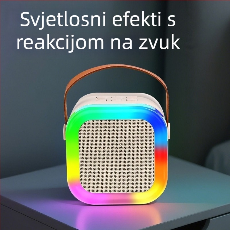 K12 Bežični Bluetooth Karaoke Zvučnik s Ugrađenim Mikrofonom — All-in-One Kućni KTV Sustav, 1 Zvučnik, 3W, Bluetooth 5.0, 20 Hz–20 kHz, SNR ≥70 dB