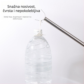Snian nehrđajući čelični teleskopni štap za sušenje rublja s vilicom za balkon – moderni minimalistički dizajn