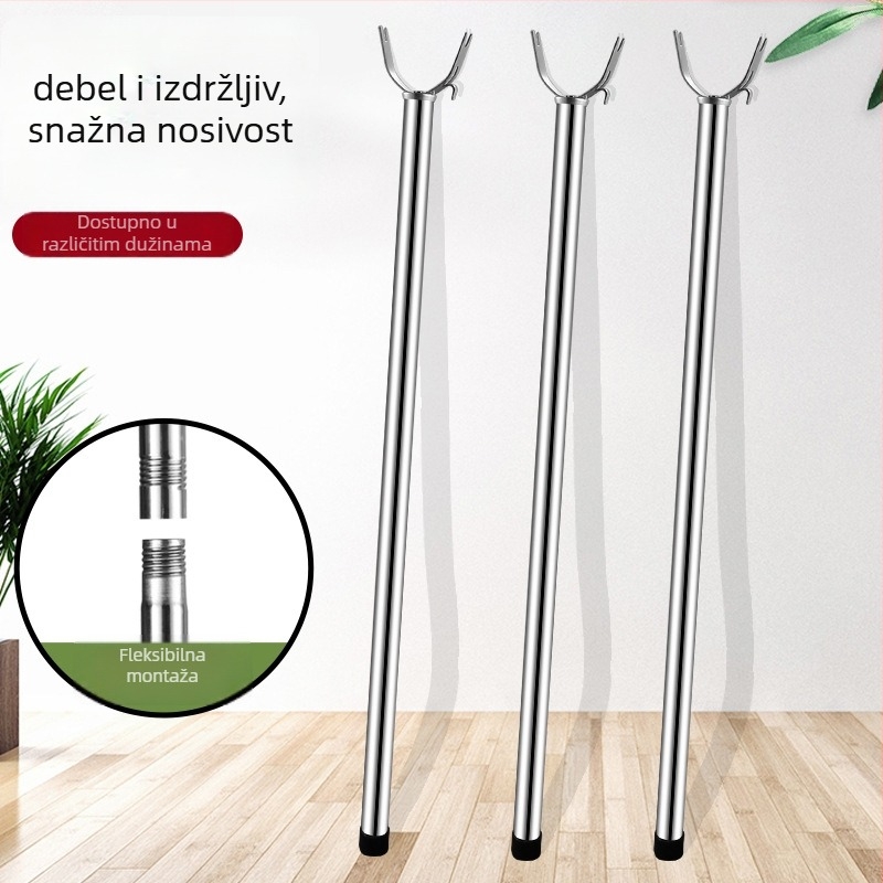 Snian nehrđajući čelični teleskopni štap za sušenje rublja s vilicom za balkon – moderni minimalistički dizajn