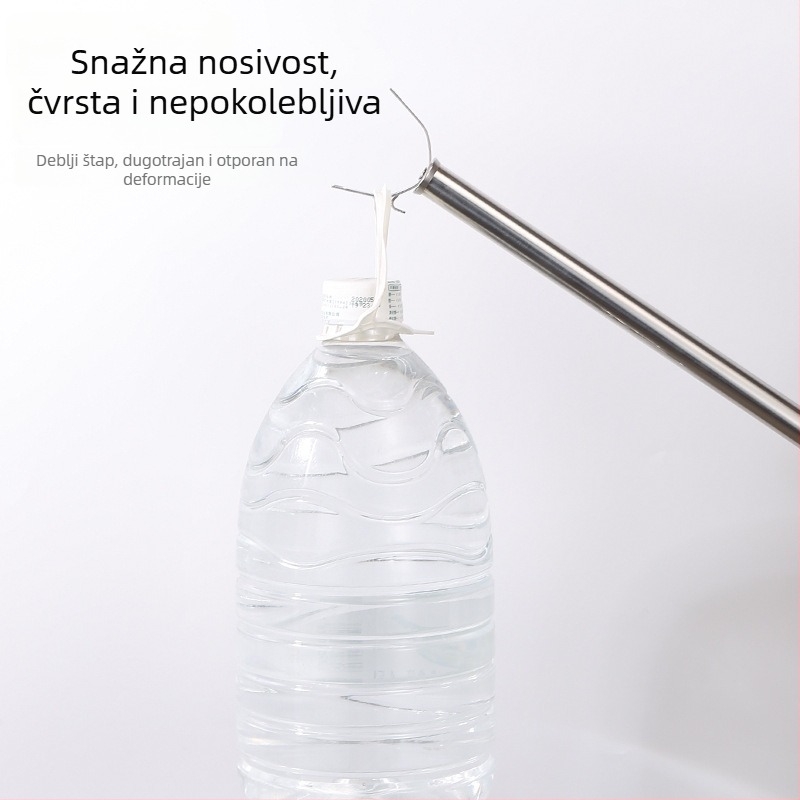 Snian nehrđajući čelični teleskopni štap za sušenje rublja s vilicom za balkon – moderni minimalistički dizajn