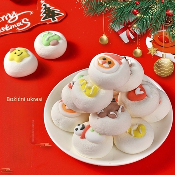 Božićni sendvič marshmallows, ručno ukrašeni, u vrećici 250 g, oblici Djed Mraz i Gingerbread Man, rok trajanja 365 dana