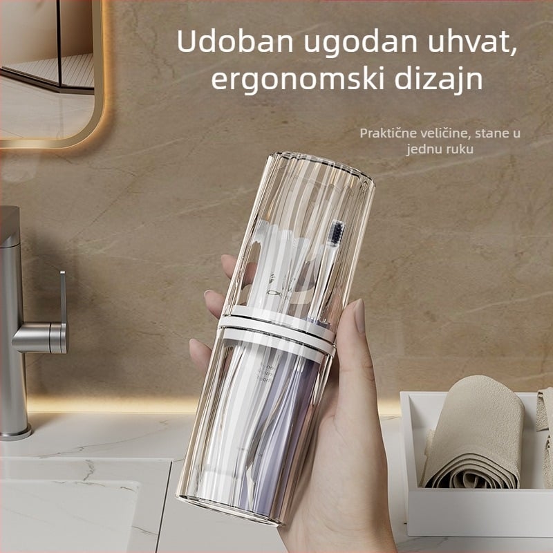 Prozirna putna čašica za ispiranje usta, od plastike, za četkicu za zube i pastu za zube, za kućnu i putnu upotrebu