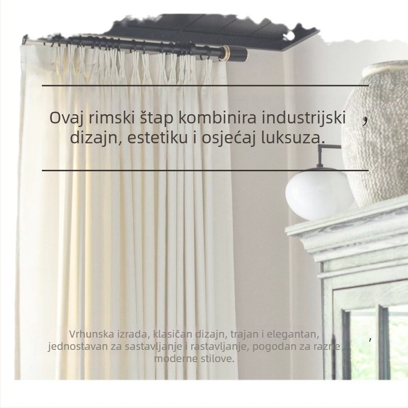 Qingling aluminijska šina za zavjese – kompletan set, tihi rad, prilagodljivo, stil modernog minimalističkog dizajna