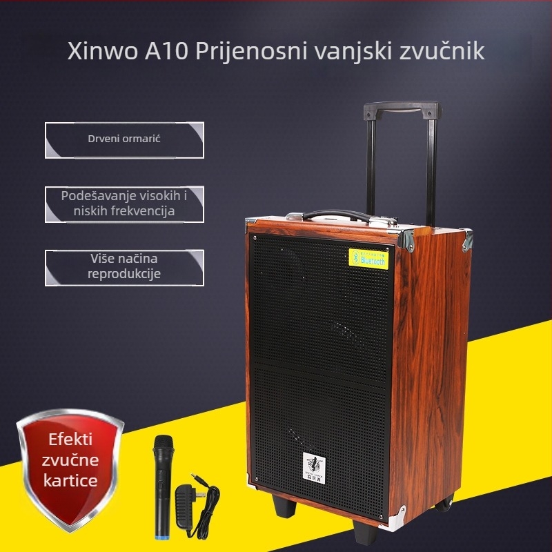 Bluetooth prenosni kolica stereo zvučnik, 2 zvučnika, 100 W, raspon frekvencija 100 Hz–20 kHz, SNR ≥75 dB