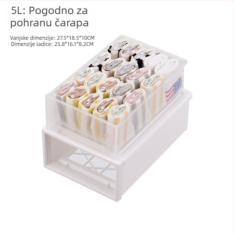 Plastična kutija za odlaganje s ladicama za ormar – model 8835, PP plast, japanski stil, otvaranje povlačenjem, višenamjenska kutija otporna na prašinu