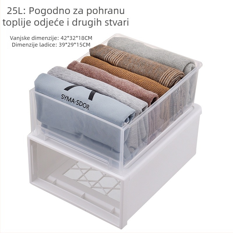 Plastična kutija za odlaganje s ladicama za ormar – model 8835, PP plast, japanski stil, otvaranje povlačenjem, višenamjenska kutija otporna na prašinu