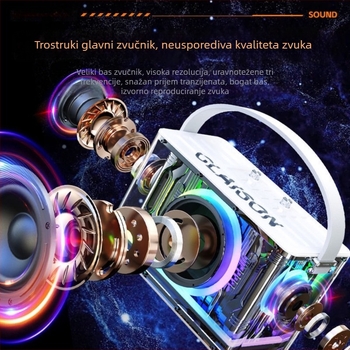 Bluetooth zvučni sustav s 3 zvučnika, ugrađena baterija, 30W, Bluetooth 5.3, frekvencijski raspon 100 Hz–20 kHz
