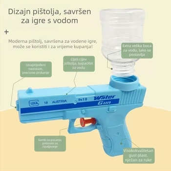 Dječji vodeni pištolj — interaktivna obiteljska igra, plastična konstrukcija, prska vodu, poboljšava koordinaciju ruke i oka