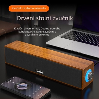 Drveni stolni zvučnici s pojačalom, USB napajanje, dvostruki zvučnici, MP3 reprodukcija, izlaz 6W