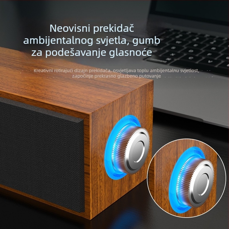 Drveni stolni zvučnici s pojačalom, USB napajanje, dvostruki zvučnici, MP3 reprodukcija, izlaz 6W