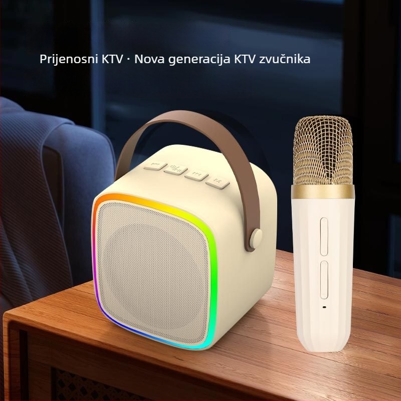 Bluetooth zvučnik s ambijentalnim osvjetljenjem, mikrofon za pjevanje, kompaktni kućni bežični audio sustav