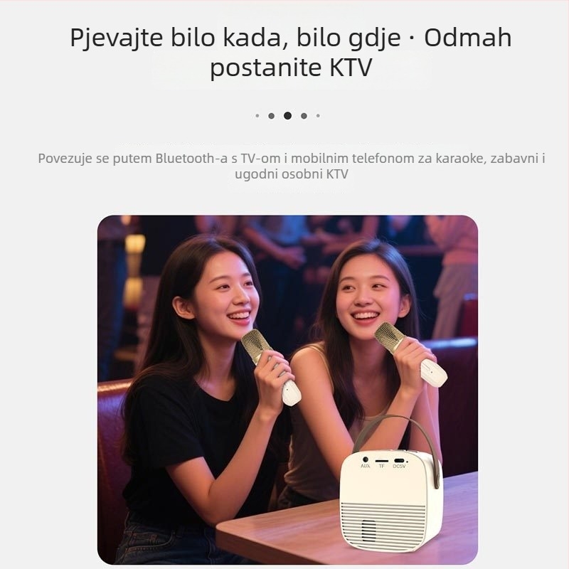 Bluetooth zvučnik s ambijentalnim osvjetljenjem, mikrofon za pjevanje, kompaktni kućni bežični audio sustav