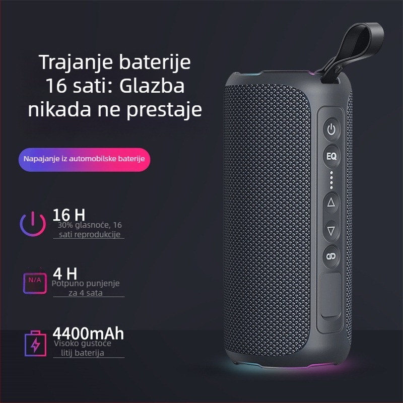 Prijenosni Bluetooth zvučnik 40W s LED osvjetljenjem, IPX6 vodootpornost, ugrađena baterija 6000mAh, Bluetooth 5.0, frekvencijski raspon 20Hz-20kHz