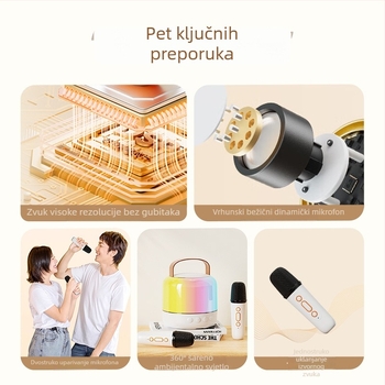 Bluetooth karaoke zvučnik s bežičnim mikrofonom za kućnu i vanjsku upotrebu