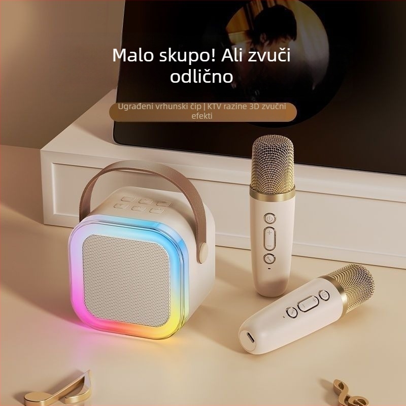 Karaoke Bluetooth zvučnik s ugrađenim mikrofonom - 3W, Bluetooth 5.3, raspon frekvencija 20Hz-20kHz, SNR ≥100dB, domet 10 m