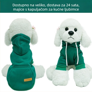 Odjeća za pse za jesen i zimu, dukserica od čistog pamuka s flis podstavom, ležeran stil