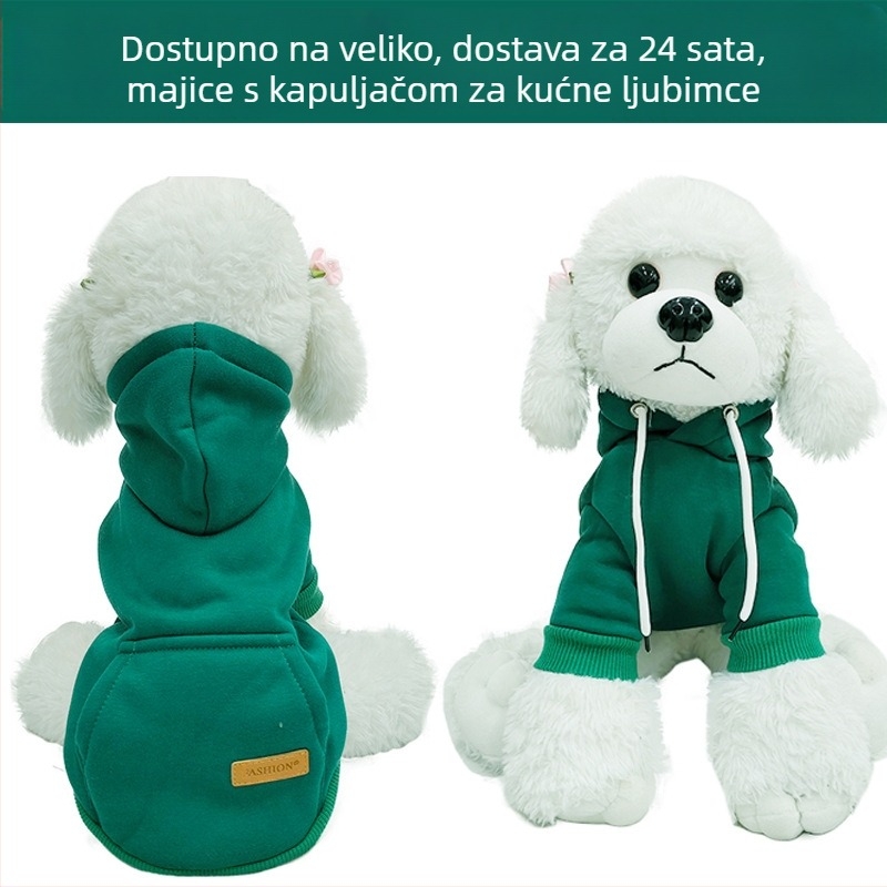 Odjeća za pse za jesen i zimu, dukserica od čistog pamuka s flis podstavom, ležeran stil