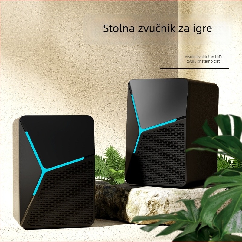 Računalni stolni zvučnik s žičanim upravljanjem, dvostruki zvučnik i subwoofer; MP3 reprodukcija, AV sučelje, ulaz 5V, maksimalna snaga 6W