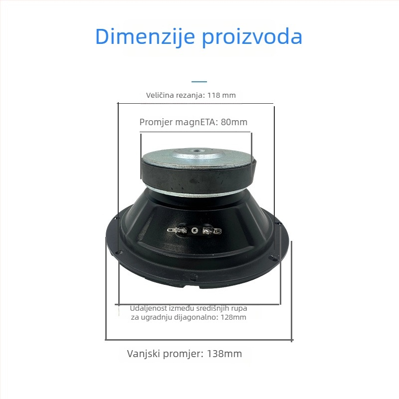 MEONOV zatvoren okvir srednjetonski HiFi podni zvučnik za kućni kino, membrana od materijala bez papira, vanjski magnetski sustav