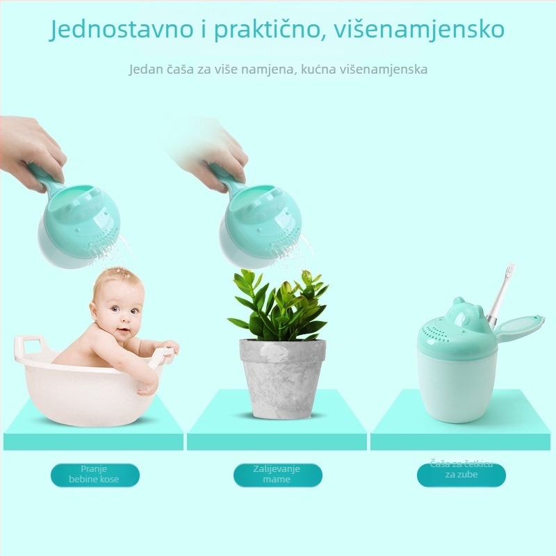 Tired PP plastična žličica za kupanje za bebe s dugom drškom – bez logotipa, bez prilagodbe