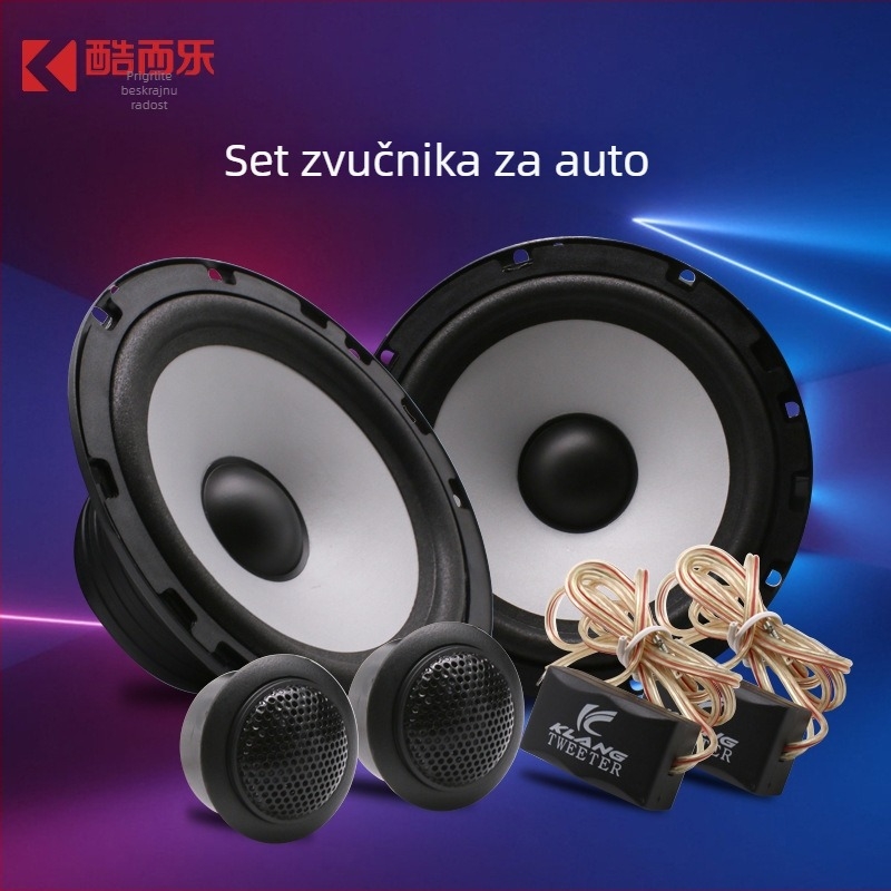 KUERL K-A650 Set zvučnika za automobil – impedancija 4 Ω, raspon frekvencija 40 Hz–25 kHz, osjetljivost >93 dB, distorzija <0.01%, napon 12–24 V