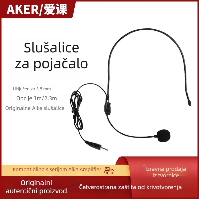 Učiteljski headset mikrofon, žičani, integrirani mikrofon, model Zj033mr-1m, 20 Hz–20 kHz, SNR ≥60 dB