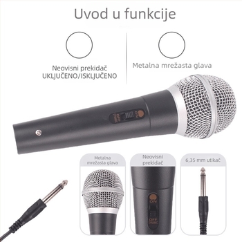 Rhosom G8 dinamični žični ručni mikrofon za karaoke i scenske nastupe, superkardioidni