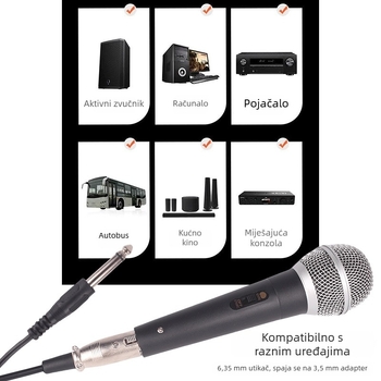 Rhosom G8 dinamični žični ručni mikrofon za karaoke i scenske nastupe, superkardioidni