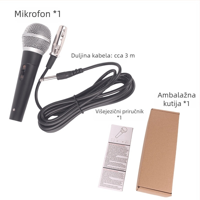 Rhosom G8 dinamični žični ručni mikrofon za karaoke i scenske nastupe, superkardioidni