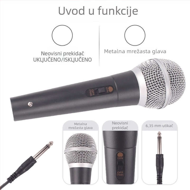 Rhosom G8 dinamični žični ručni mikrofon za karaoke i scenske nastupe, superkardioidni
