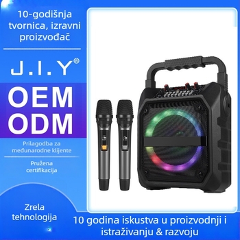 K6S Prijenosni Karaoke Bluetooth Zvučnik s USB Diskom 32GB, 25W Izlaz, MP3 Reprodukcija, Zaslon, Uključuje Mikrofon za montažu u vozilo i Bežični Lavalier Mikrofon