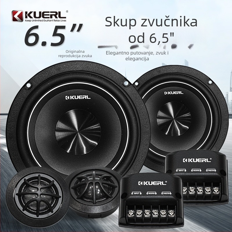 Set automobijskih zvučnika za prednja vrata, dvodijelni, 6,5 inča (Model K-6523, 4Ω, 160W max, 60Hz–20kHz, osjetljivost >91dB)